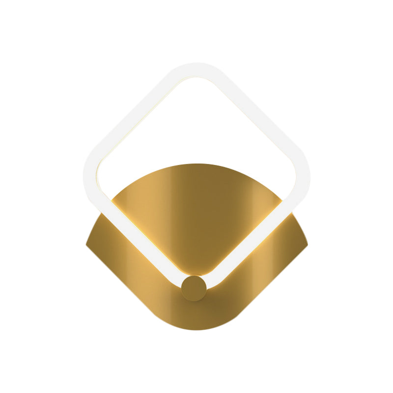 Gold LED Rhombus Flush Wall Sconce Modernism Acrylic Wall Lighting Ideas in Warm/White Light