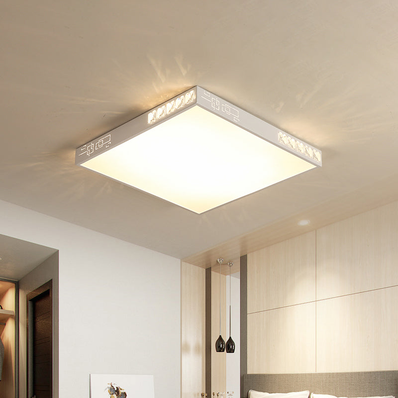 Contemporary Square Ceiling Flush Acrylic 16"/19.5" Wide LED Bedroom Flushmount Light in White
