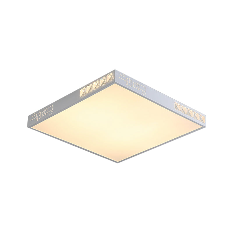 Contemporary Square Ceiling Flush Acrylic 16"/19.5" Wide LED Bedroom Flushmount Light in White