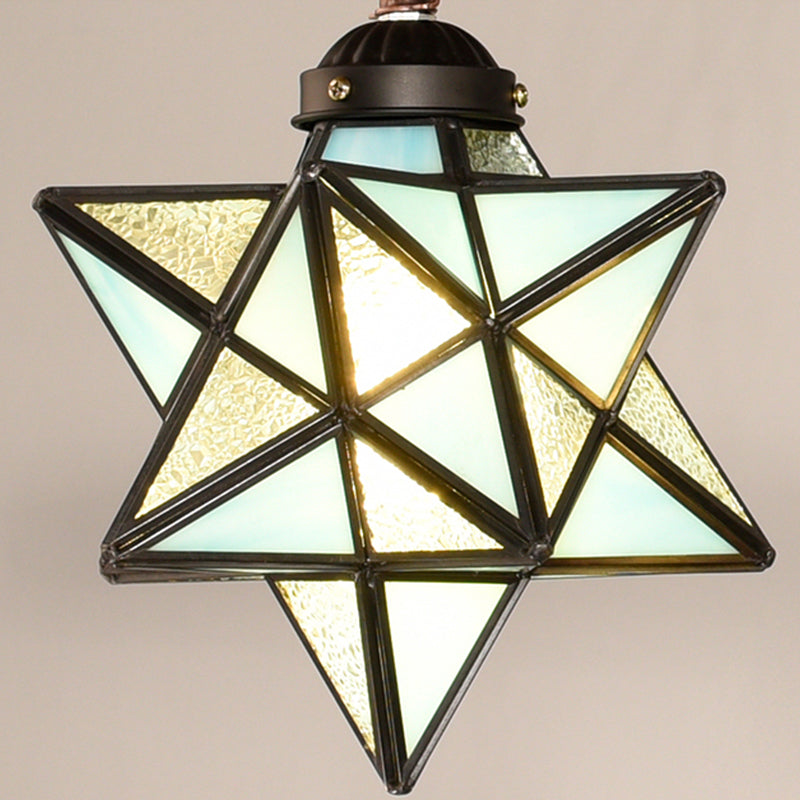 2/3 lumières lampe à lustre étoile rustique avec planche en bois en verre coloré en verre intérieur lumière pour la cuisine