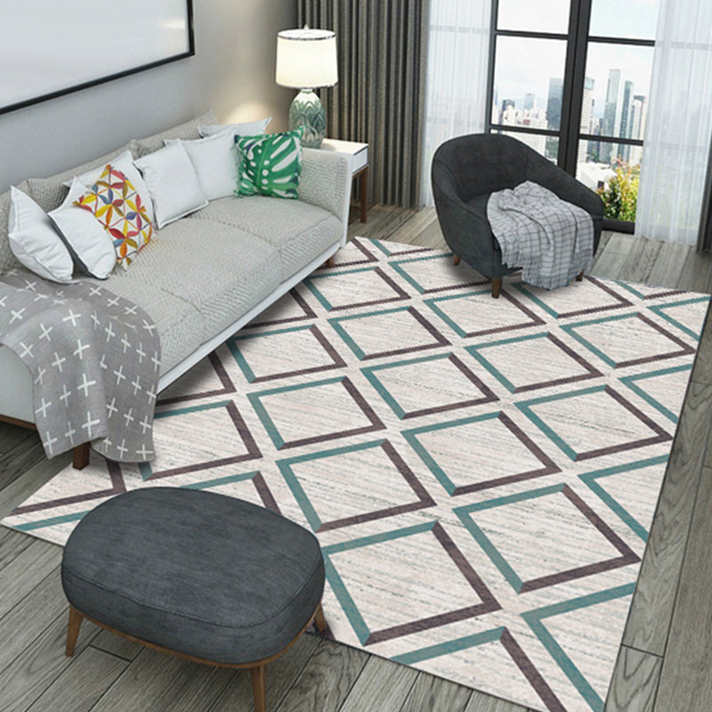 Grey Striped Pattern Rug Polyester Modern Rug Washable Anti-Slip Pet Friendly Area Rug for Living Room