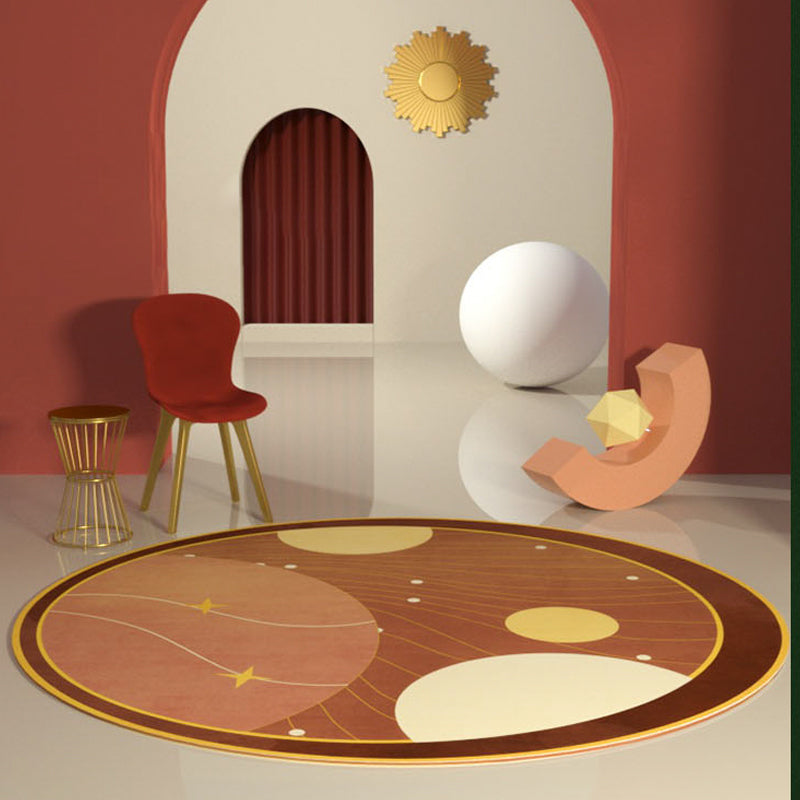 Multicolor Outer Space Pattern Rug Polyester Modern Rug Washable Anti-Slip Pet Friendly Area Rug for Living Room