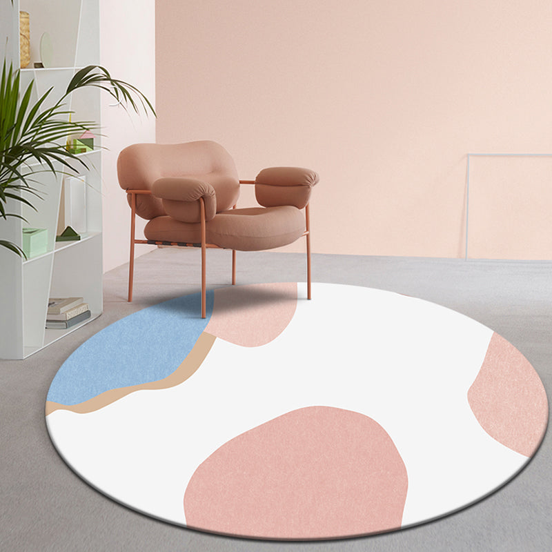 Simple Colorblock Rug Multicolor Polyester Rug Non-Slip Backing Washable Pet Friendly Carpet for Home
