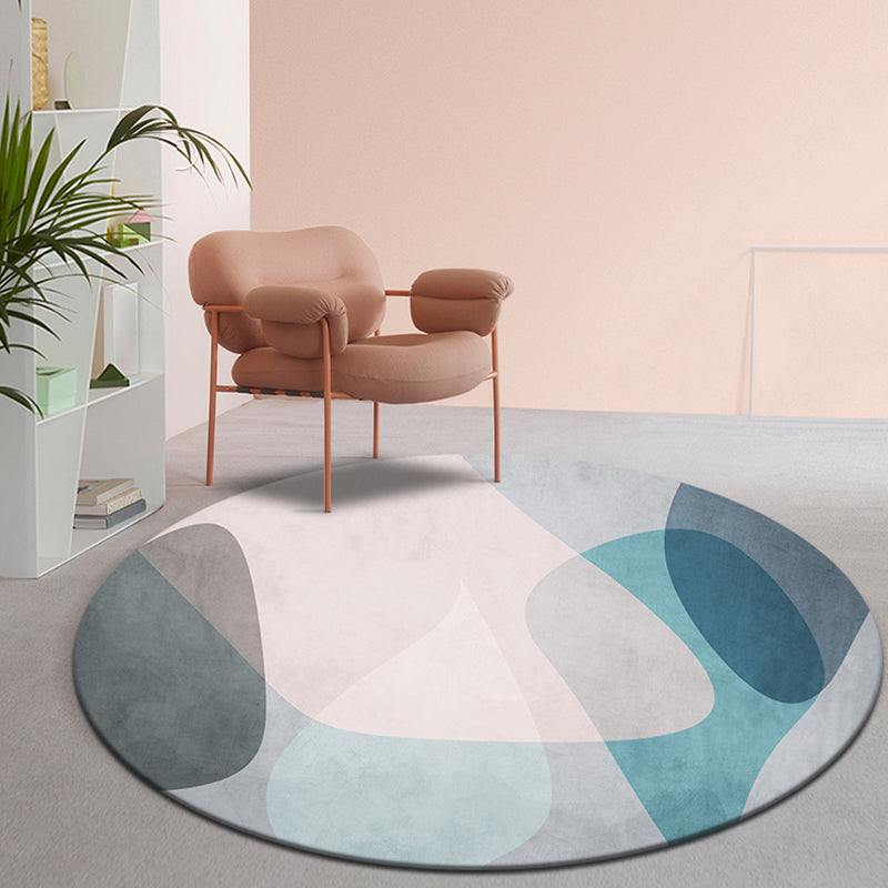 Simple Colorblock Rug Multicolor Polyester Rug Non-Slip Backing Washable Pet Friendly Carpet for Home
