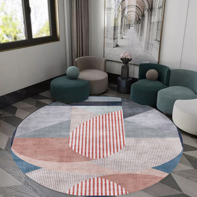 Unique Multicolor Modernist Rug Polyester Colorblock Stripe Pattern Rug Washable Pet Friendly Non-Slip Carpet for Living Room