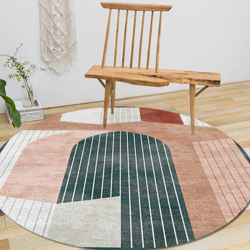 Unique Multicolor Modernist Rug Polyester Colorblock Stripe Pattern Rug Washable Pet Friendly Non-Slip Carpet for Living Room