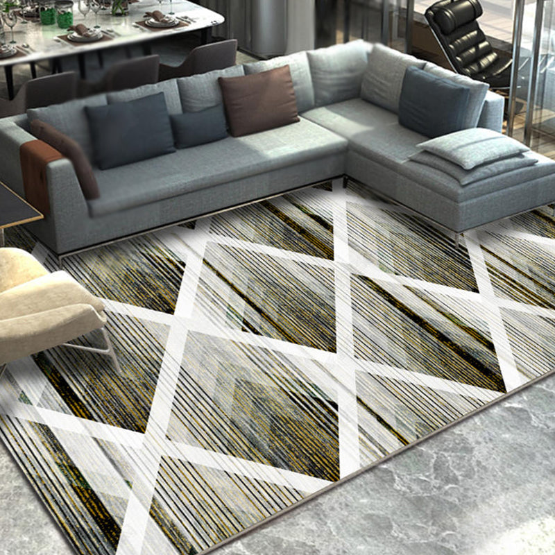 Unique Multicolor Modernist Rug Polyester Striped Pattern Rug Washable Pet Friendly Non-Slip Carpet for Living Room