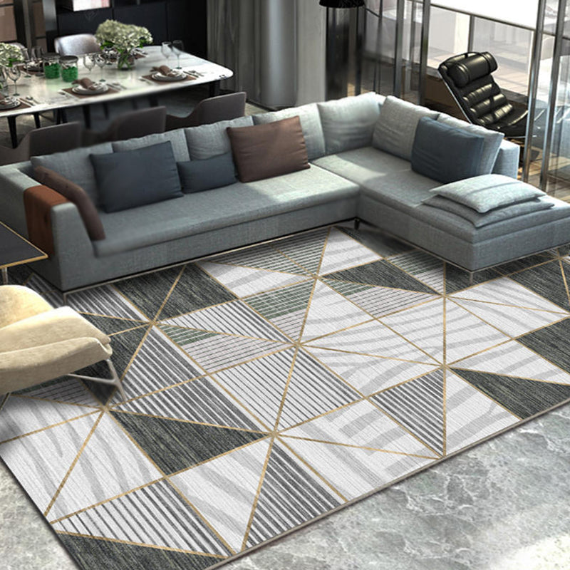 Unique Multicolor Modernist Rug Polyester Striped Pattern Rug Washable Pet Friendly Non-Slip Carpet for Living Room