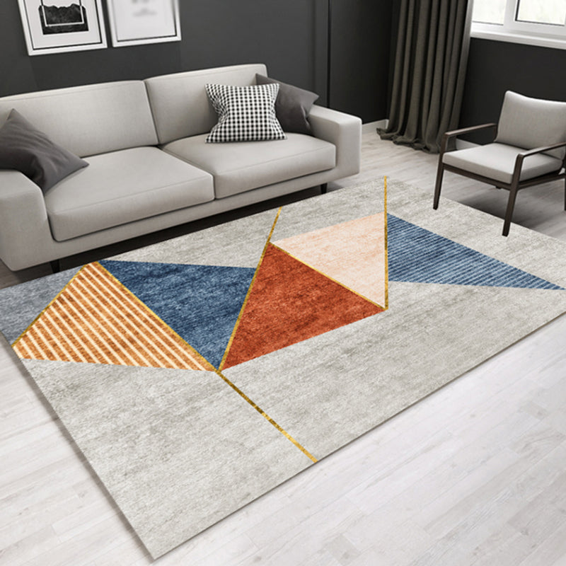 Casual Contemporary Rug Multicolor Geometric and Striped Pattern Rug Washable Pet Friendly Non-Slip Carpet for Living Room
