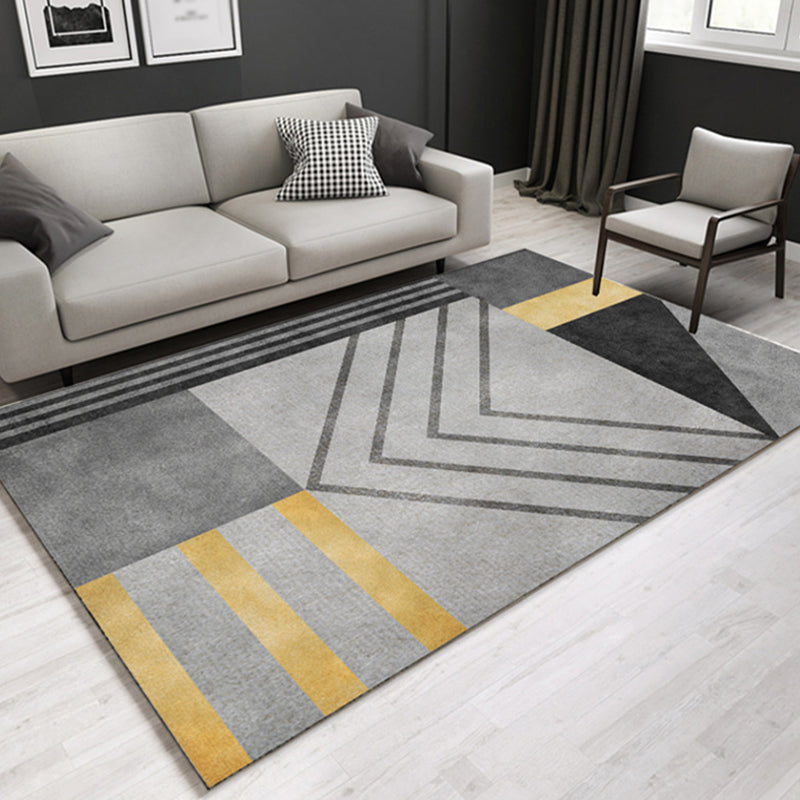Casual Contemporary Rug Multicolor Geometric and Striped Pattern Rug Washable Pet Friendly Non-Slip Carpet for Living Room