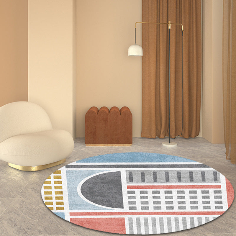 Stylish Modernism Rug Multicolor Geometric Pattern Rug Pet Friendly Anti-Slip Washable Area Rug for Decoration