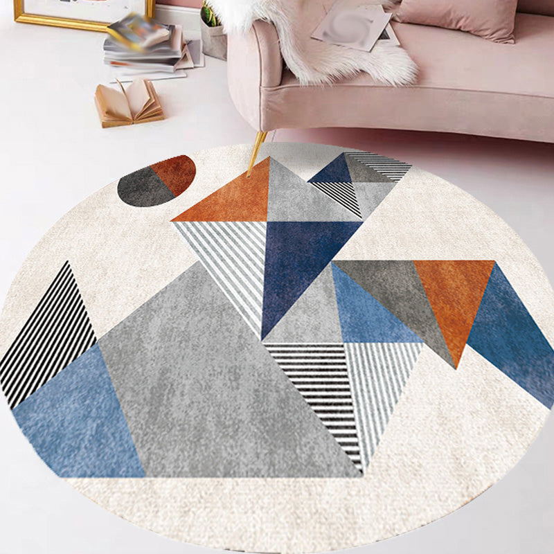 Stylish Modernism Rug Multicolor Geometric Pattern Rug Pet Friendly Anti-Slip Washable Area Rug for Decoration