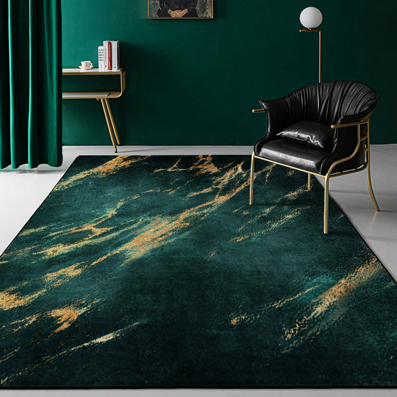 Green Abstract Pattern Rug Polyester Modern Rug Washable Anti-Slip Pet Friendly Area Rug for Living Room