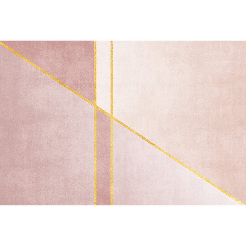 Contemporary Colorblock Rug Pink Polyester Rug Non-Slip Backing Washable Pet Friendly Carpet for Home