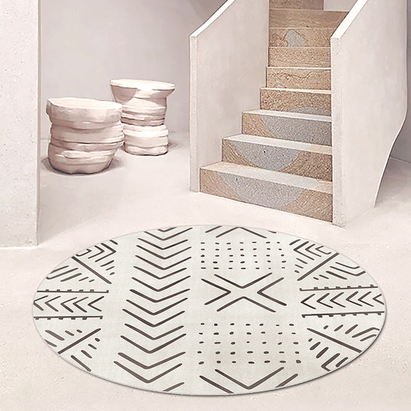 Geometrischer und Streifenmuster Teppich Polyester Moderner Teppich waschbarer Anti-Rutsch-Haustierfreundlicher Teppich für Wohnzimmer