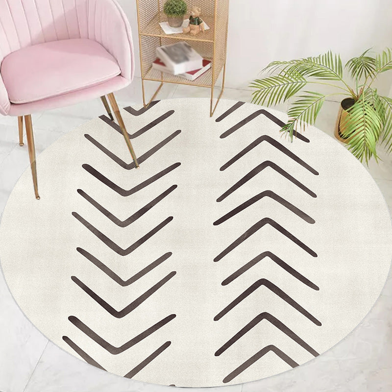 Geometric and Stripe Pattern Rug Polyester Modern Rug Washable Anti-Slip Pet Friendly Area Rug for Living Room