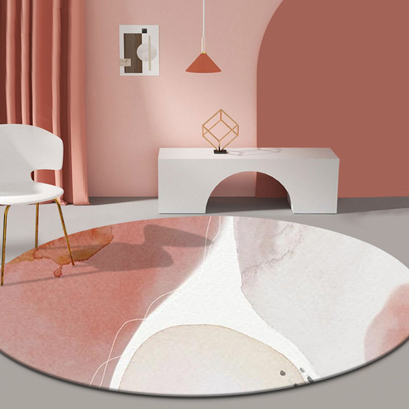 Pink Multicolor Colorblock Rug Polyester Modern Rug Washable Anti-Slip Pet Friendly Area Rug for Living Room