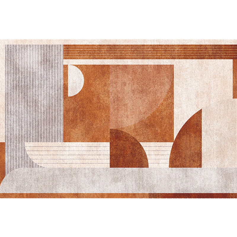 Multicolor Geometric Pattern Rug with Stripe Polyester Modern Rug Washable Anti-Slip Pet Friendly Area Rug for Living Room