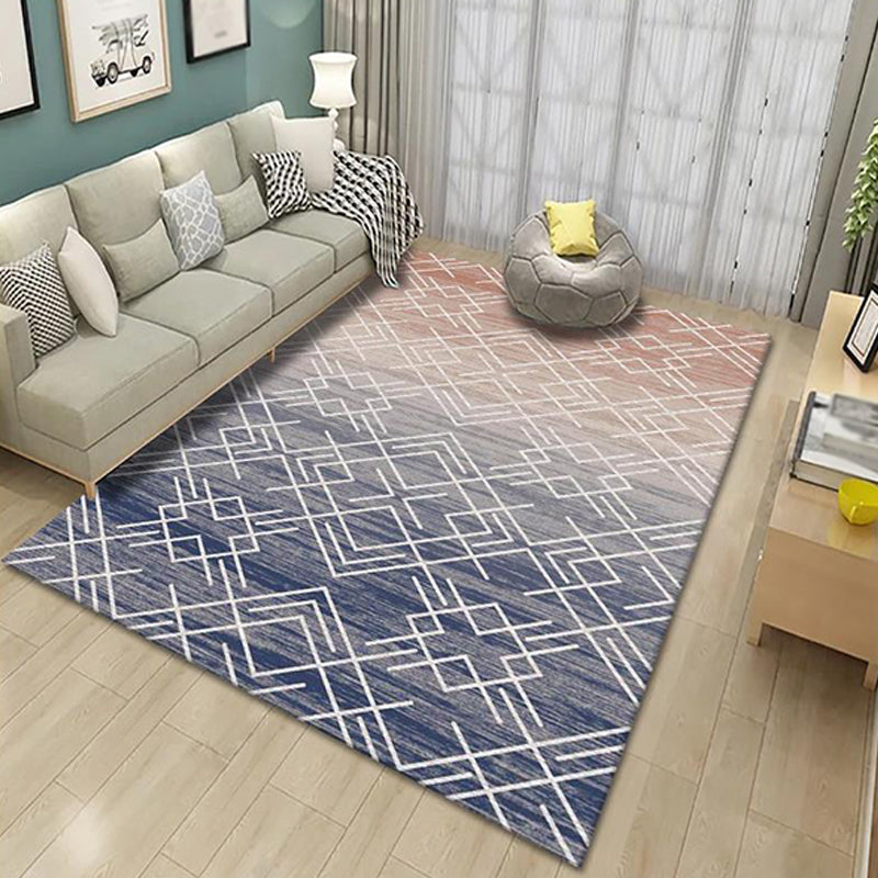 Unique Multicolor Modernist Rug Polyester Striped and Geometric Pattern Rug Washable Pet Friendly Non-Slip Carpet for Living Room