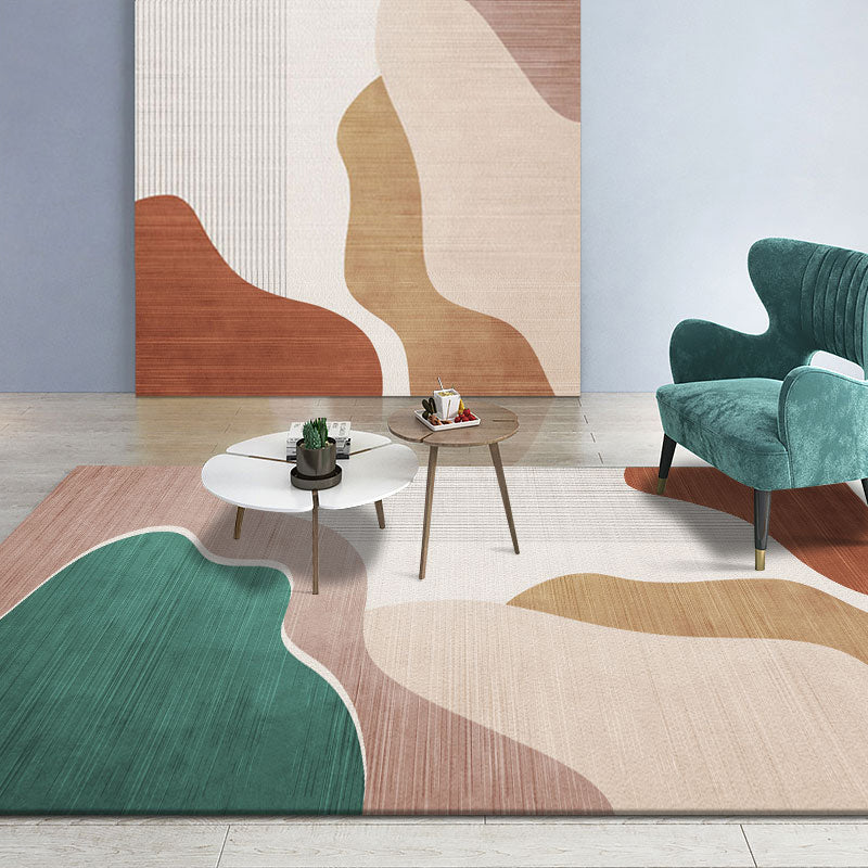Funky Multicolor Modernist Rug Polyester Colorblock Rug Washable Pet Friendly Non-Slip Carpet for Living Room