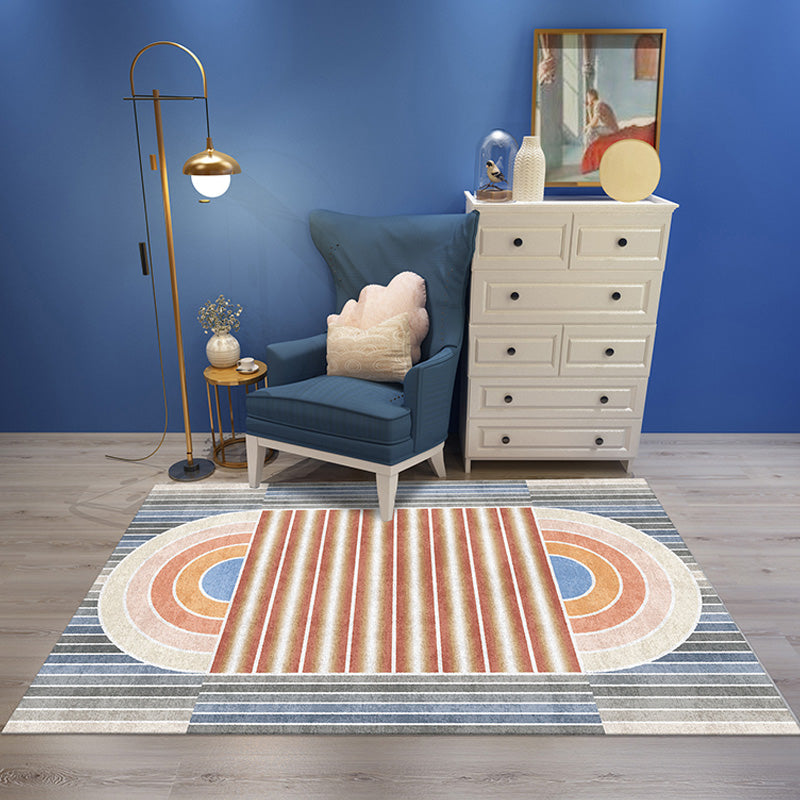 Stylish Modernism Rug Multicolor Geometric and Striped Pattern Rug Pet Friendly Anti-Slip Washable Area Rug for Decoration