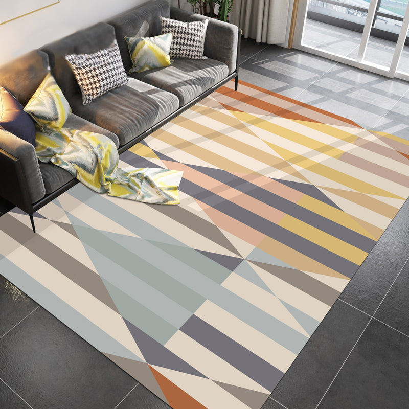 Unique Multicolor Modernist Rug Polyester Geometric Pattern Rug Washable Pet Friendly Non-Slip Carpet for Living Room