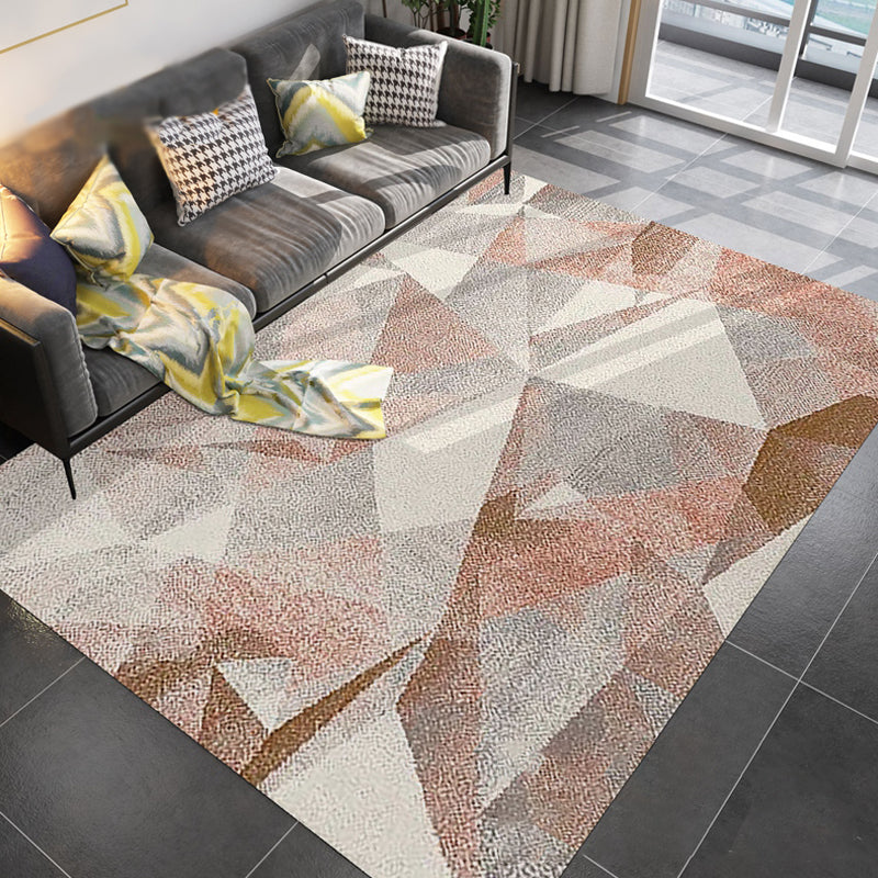 Unique Multicolor Modernist Rug Polyester Geometric Pattern Rug Washable Pet Friendly Non-Slip Carpet for Living Room