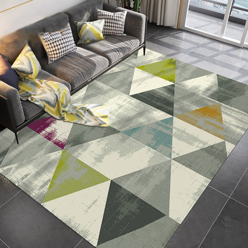 Unique Multicolor Modernist Rug Polyester Geometric Pattern Rug Washable Pet Friendly Non-Slip Carpet for Living Room