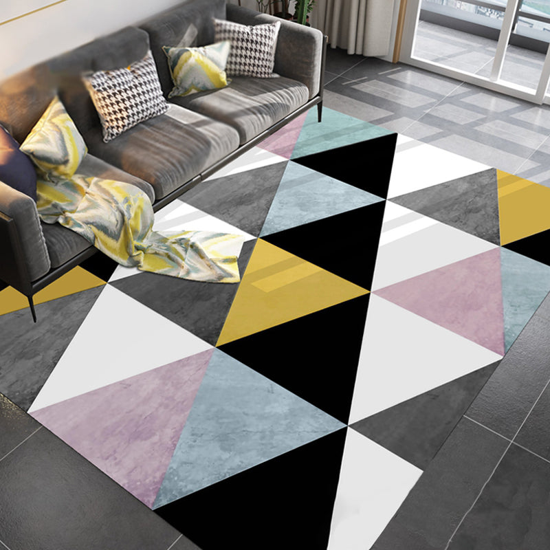 Unique Multicolor Modernist Rug Polyester Geometric Pattern Rug Washable Pet Friendly Non-Slip Carpet for Living Room