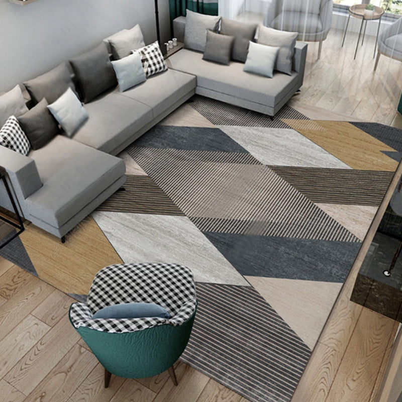 Stylish Modernism Rug Multicolor Striped Pattern Rug Pet Friendly Anti-Slip Washable Area Rug for Decoration