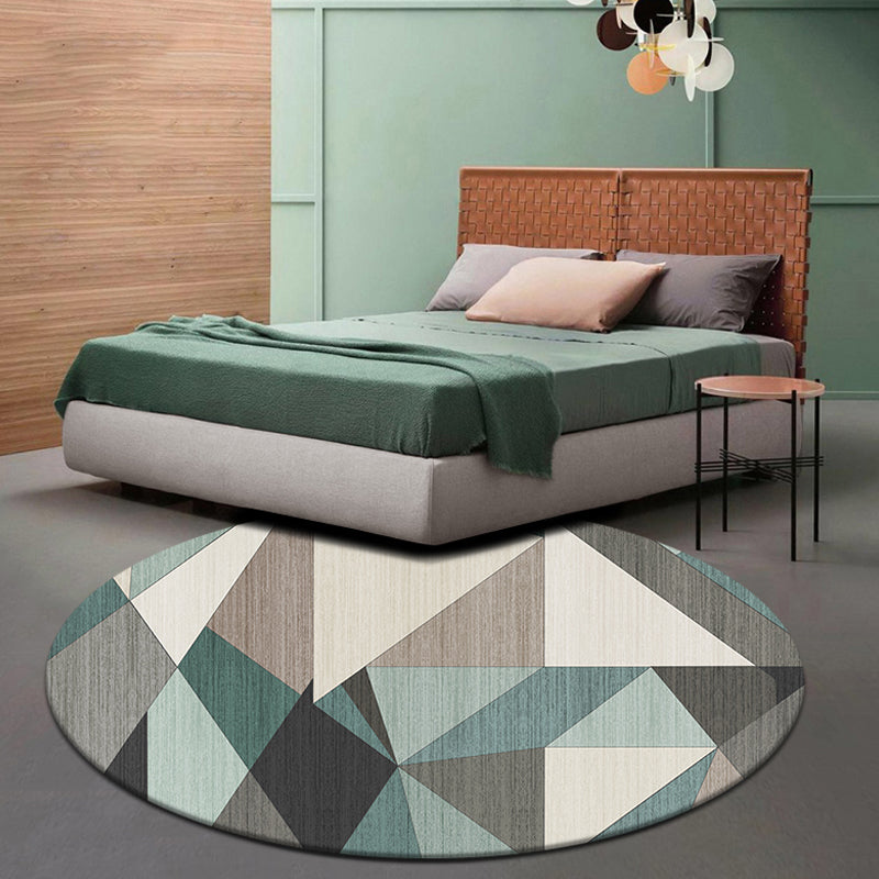 Multicolor Geometric Pattern Rug Polyester Novelty Rug Washable Anti-Slip Pet Friendly Area Rug for Study