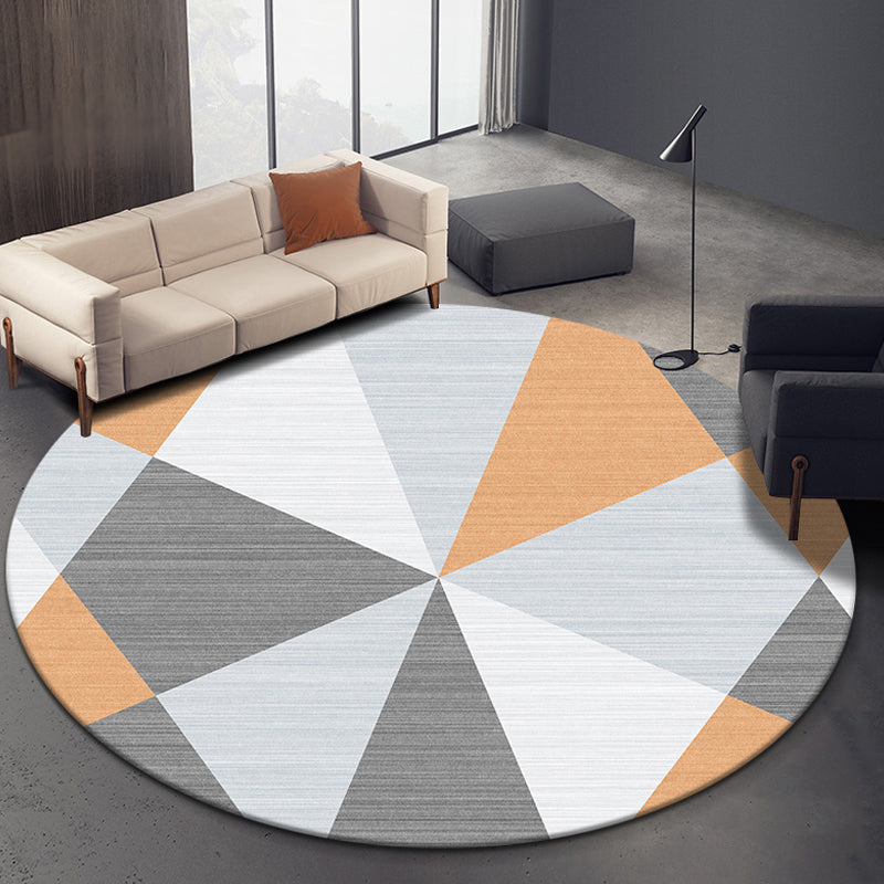 Multicolor Geometric Pattern Rug Polyester Novelty Rug Washable Anti-Slip Pet Friendly Area Rug for Study