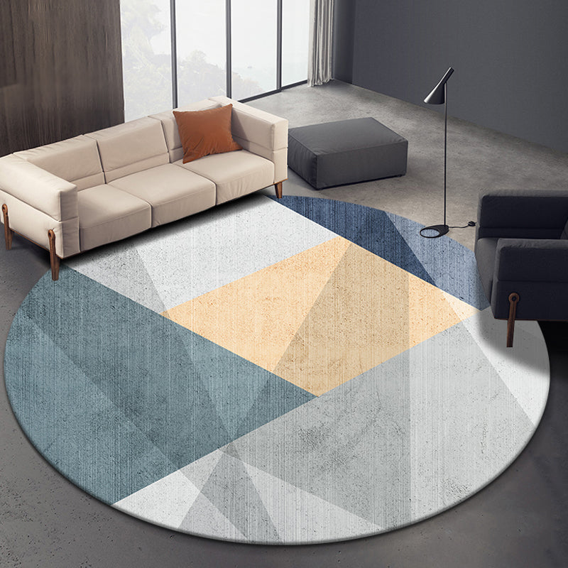 Multicolor Geometric Pattern Rug Polyester Novelty Rug Washable Anti-Slip Pet Friendly Area Rug for Study