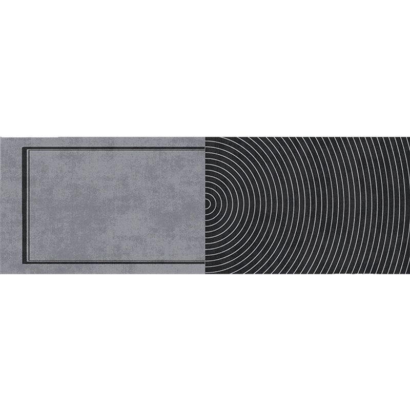 Grey Geometric Pattern Rug with Stripe Polyester Modern Rug Washable Anti-Slip Pet Friendly Area Rug for Living Room
