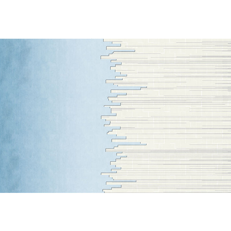 Stylish Modernism Rug Blue and White Striped Pattern Rug Pet Friendly Anti-Slip Washable Area Rug for Decoration