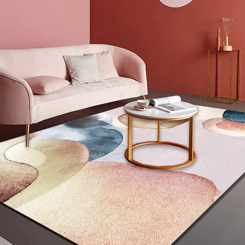 Multicolor Colorblock Rug Polyester Modern Rug Washable Anti-Slip Pet Friendly Area Rug for Living Room