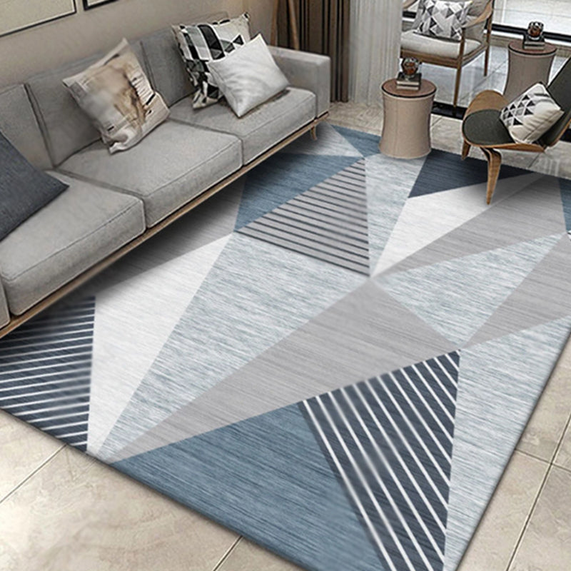 Creative Multicolor Modernist Rug Polyester Striped and Geometric Pattern Rug Washable Pet Friendly Non-Slip Carpet for Living Room