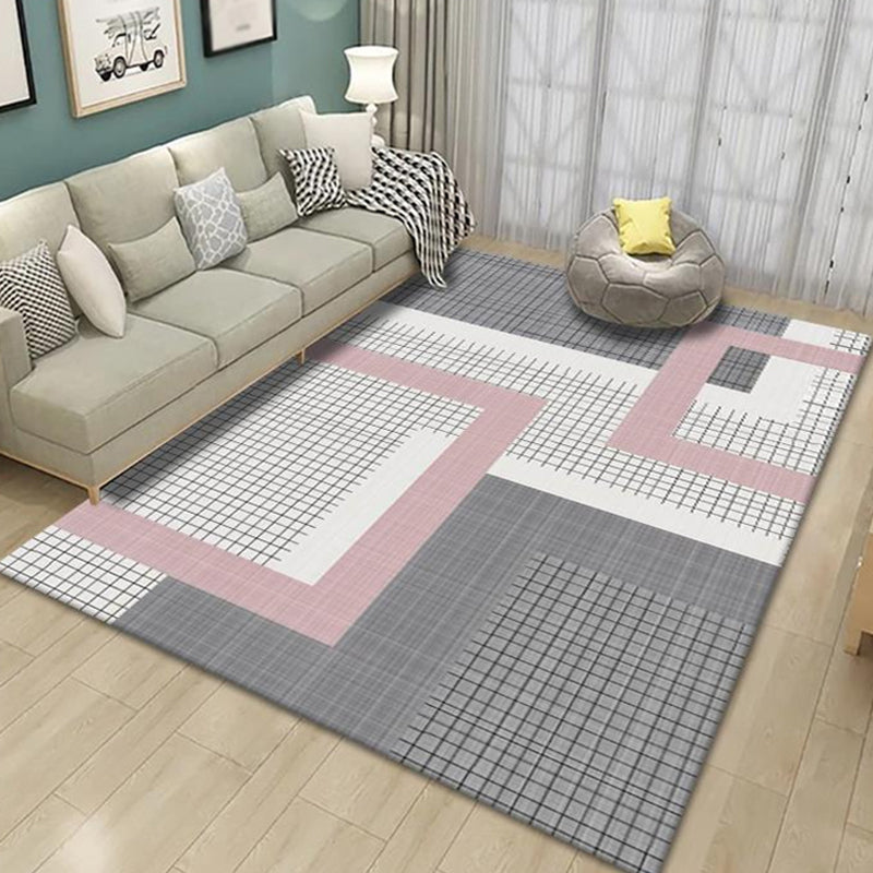 Creative Multicolor Modernist Rug Polyester Striped and Geometric Pattern Rug Washable Pet Friendly Non-Slip Carpet for Living Room