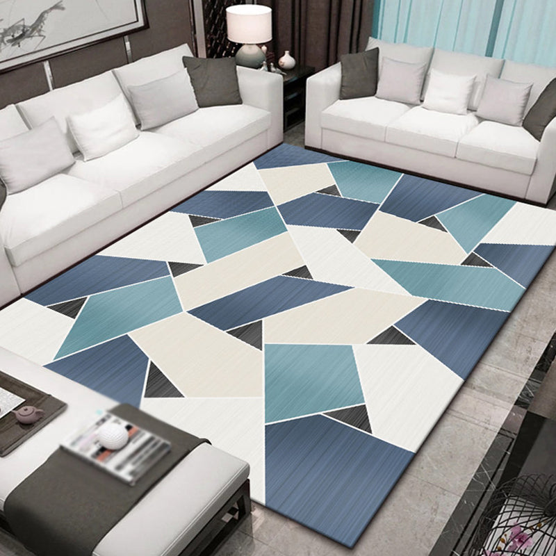 Stylish Multicolor Modernist Rug Polyester Geometric Pattern Rug Washable Pet Friendly Non-Slip Carpet for Living Room