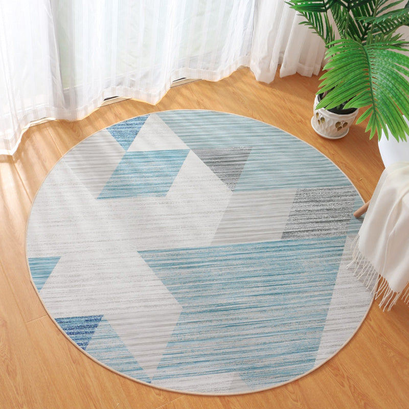 Contemporary Geometric Pattern Rug Multicolor Polyester Rug Non-Slip Backing Washable Pet Friendly Carpet for Bedroom