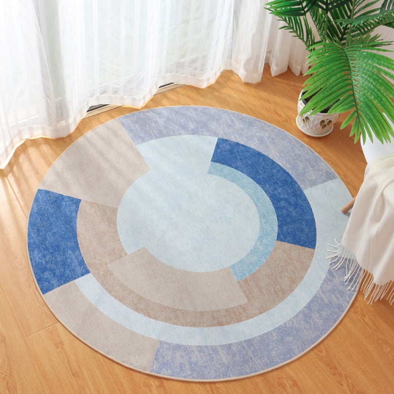 Contemporary Geometric Pattern Rug Multicolor Polyester Rug Non-Slip Backing Washable Pet Friendly Carpet for Bedroom