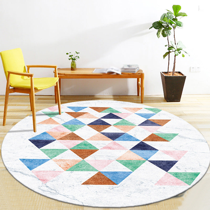 Multicolor Colorblock Geometric Pattern Rug Polyester Modern Rug Washable Anti-Slip Pet Friendly Area Rug for Living Room