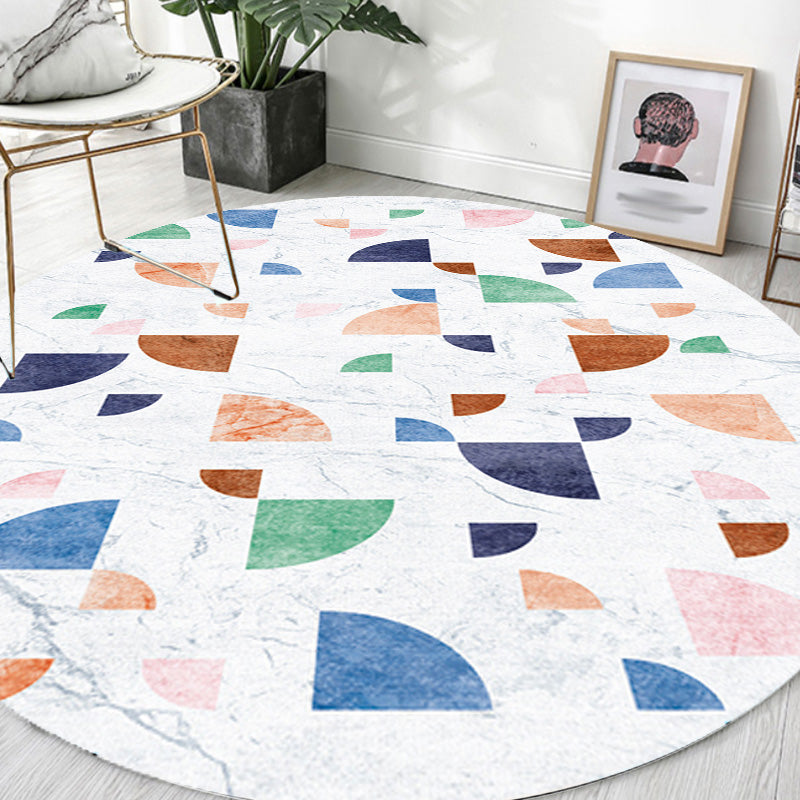 Multicolor Colorblock Geometric Pattern Rug Polyester Modern Rug Washable Anti-Slip Pet Friendly Area Rug for Living Room