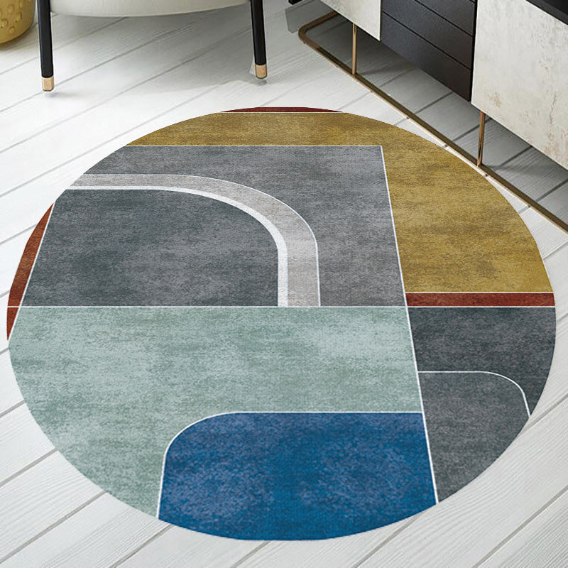 Multicolor Colorblock Geometric Pattern Rug Polyester Modern Rug Washable Anti-Slip Pet Friendly Area Rug for Living Room