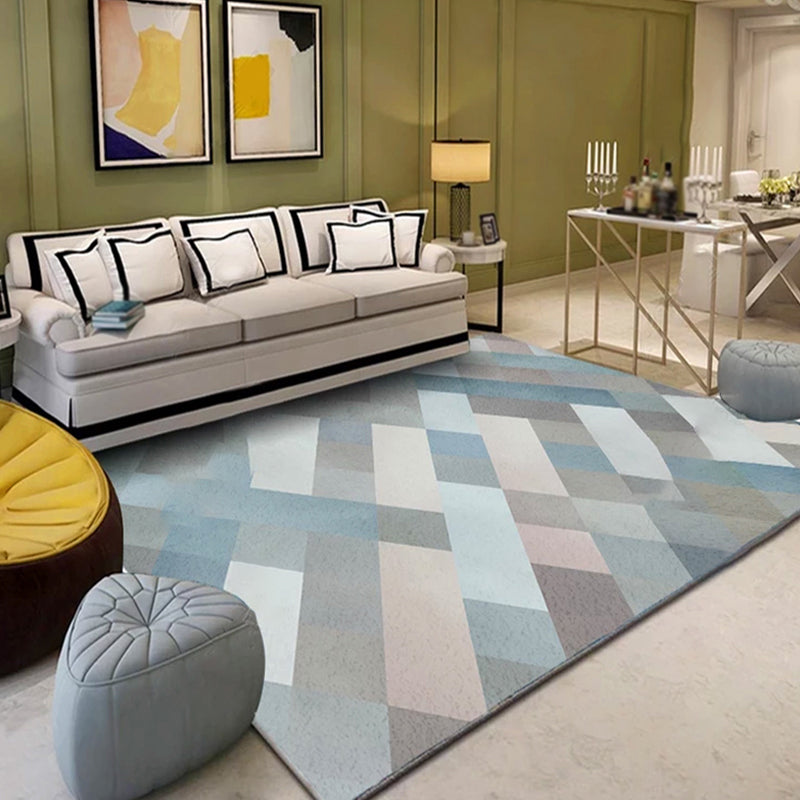 Multicolor Geometric Pattern Rug Polyester Contemporary Rug Washable Anti-Slip Pet Friendly Area Rug for Study