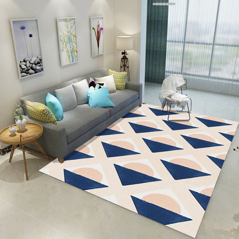 Multicolor Geometric Pattern Rug Polyester Contemporary Rug Washable Anti-Slip Pet Friendly Area Rug for Study