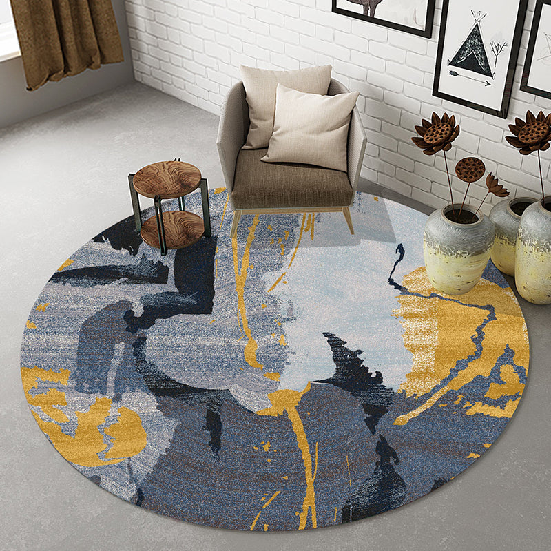 Modernist Abstract Rug Multicolor Polyester Rug Non-Slip Backing Washable Pet Friendly Carpet for Home