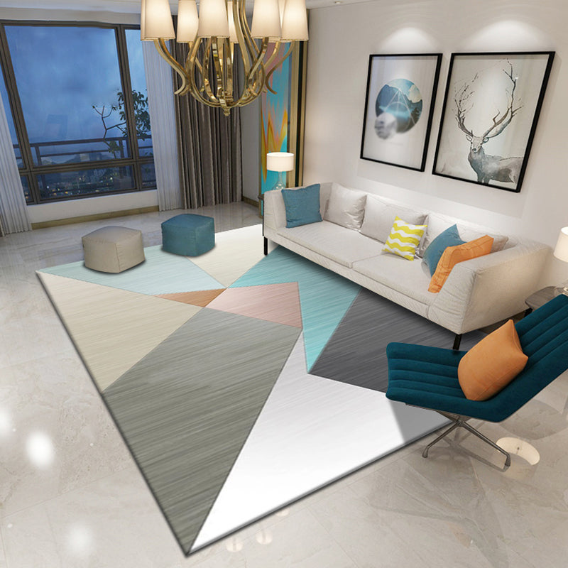 Funky Multicolor Modernist Rug Polyester Geometric Pattern Rug Washable Pet Friendly Non-Slip Carpet for Living Room