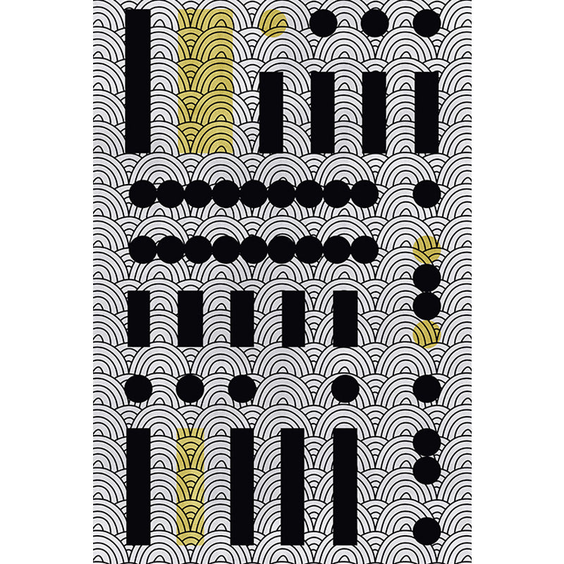 Multicolor Black Wave Pattern Rug Polyester Modern Rug Washable Anti-Slip Pet Friendly Area Rug for Living Room