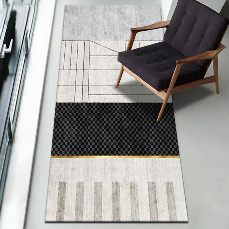 Modernist Geometric Pattern Rug Multicolor Polyester Rug Non-Slip Backing Washable Pet Friendly Carpet for Bedroom